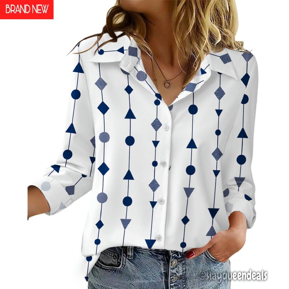 Long Sleeve Button Down Blouse Business Casual Lightweight Soft Fabric